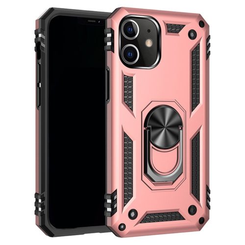 RMPACK Apple iPhone 12 / iPhone 12 Pro 6.1' Armor Tok Ütésálló 2in1 PC TPU Series Gyűrűs - Kitámasztható Rózsaarany