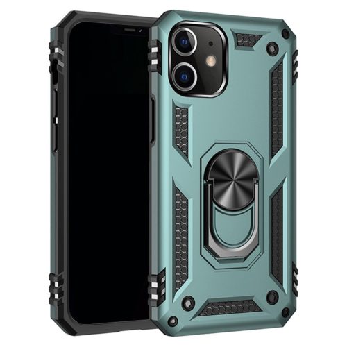 RMPACK Apple iPhone 12 / iPhone 12 Pro 6.1' Armor Tok Ütésálló 2in1 PC TPU Series Gyűrűs - Kitámasztható Zöld