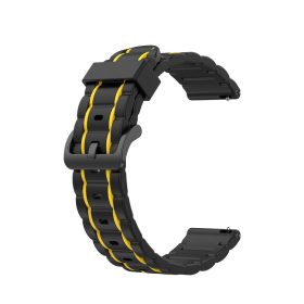   Samsung Galaxy Watch 3 45mm Óraszíj Pótszíj - Szilikon Sport Szíj - StripeBi Style Fekete-Sárga
