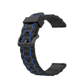   Samsung Galaxy Watch 3 45mm Óraszíj Pótszíj - Szilikon Sport Szíj - StripeBi Style Fekete-Sötétkék