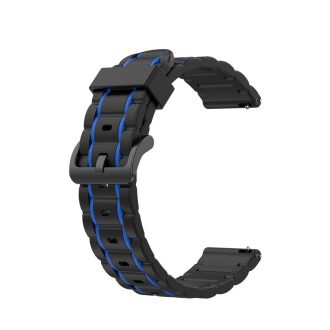   Samsung Galaxy Watch 3 45mm Óraszíj Pótszíj - Szilikon Sport Szíj - StripeBi Style Fekete-Sötétkék