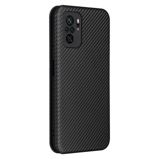RMPACK Xiaomi Redmi Note 10 Karbon Mintás Notesz Tok Kitámaszható Fekete