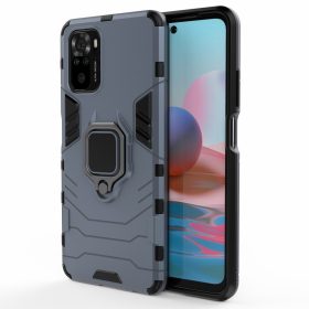   RMPACK Xiaomi Redmi Note 10 Védőtok Ring Guard Gyűrűs 2in1 Tok Ütésálló - Kitámasztható TPU Hybrid Kék