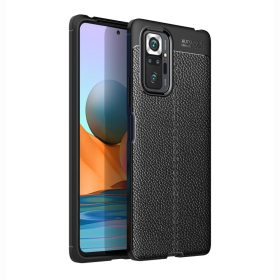   RMPACK Xiaomi Redmi Note 10 Pro Szilikon Tok Bőrmintázattal TPU Prémium Fekete