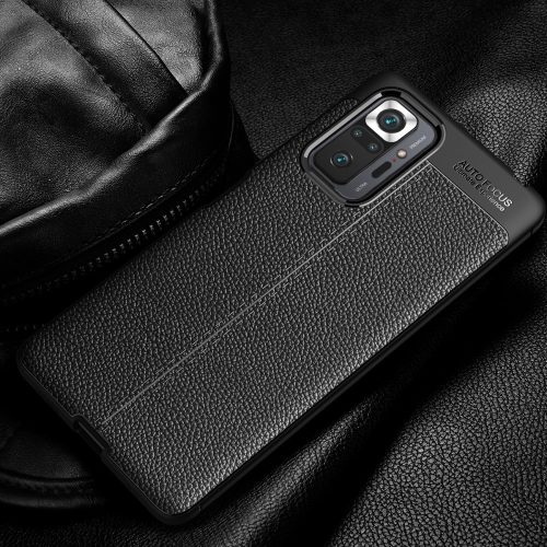 RMPACK Xiaomi Redmi Note 10 Pro Szilikon Tok Bőrmintázattal TPU Prémium Sötétkék