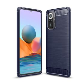   RMPACK Xiaomi Redmi Note 10 Pro Szilikon Tok Ütésállókivitel Karbon Mintázattal Sötétkék