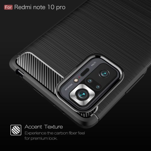 RMPACK Xiaomi Redmi Note 10 Pro Szilikon Tok Ütésállókivitel Karbon Mintázattal Sötétkék