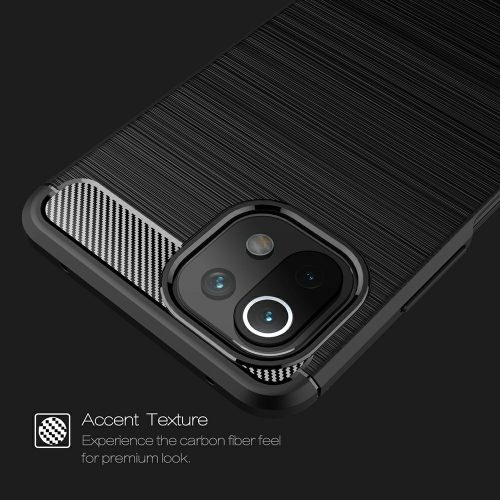 RMPACK Xiaomi Mi 11 Lite 4G/5G Szilikon Tok Ütésállókivitel Karbon Mintázattal Fekete