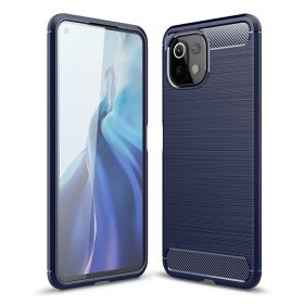   RMPACK Xiaomi Mi 11 Lite 4G/5G Szilikon Tok Ütésállókivitel Karbon Mintázattal Sötétkék