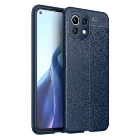   RMPACK Xiaomi Mi 11 Lite 4G/5G Szilikon Tok Bőrmintázattal TPU Prémium Sötétkék