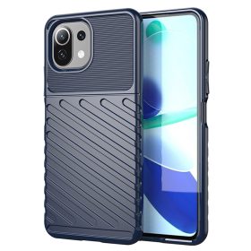   RMPACK Xiaomi Mi 11 Lite 4G/5G Szilikon Tok Twill Ütésálló Thunder Series Kivitel Sötétkék