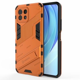   RMPACK Xiaomi Mi 11 Lite 4G/5G Tok Ütésállókivitel Kitámasztható PC + TPU 2in1 Anti-Drop Series Kameralencse védelemmel Narancssárga