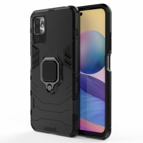   RMPACK Xiaomi Redmi Note 10 5G Védőtok Ring Guard Gyűrűs 2in1 Tok Ütésálló - Kitámasztható TPU Hybrid Fekete