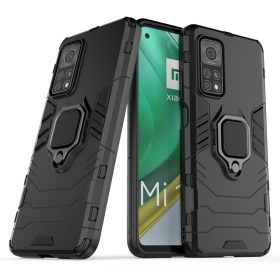   RMPACK Xiaomi Mi 10T/ Mi10T Pro Védőtok Ring Guard Gyűrűs 2in1 Tok Ütésálló - Kitámasztható TPU Hybrid Fekete