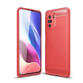   RMPACK Xiaomi Poco F3 / Mi 11i 5G Szilikon Tok Ütésállókivitel Karbon Mintázattal Piros