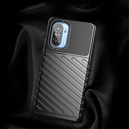 RMPACK Xiaomi Poco F3 / Mi 11i 5G Szilikon Tok Twill Ütésálló Thunder Series Kivitel Kék