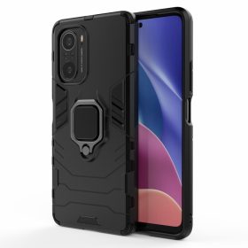   RMPACK Xiaomi Poco F3 / Mi 11i 5G Védőtok Ring Guard Gyűrűs 2in1 Tok Ütésálló - Kitámasztható TPU Hybrid Fekete