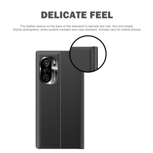 RMPACK Xiaomi Poco F3 / Mi 11i 5G Notesz Tok Prémium View Window Ablakos Fekete