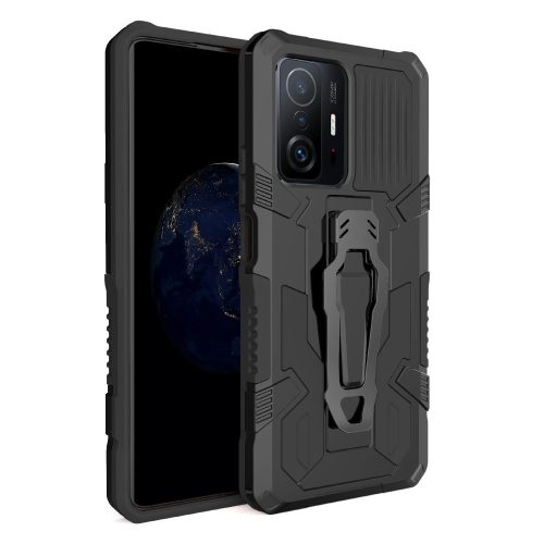 RMPACK Xiaomi 11T / 11T Pro Ütésálló Armor 2in1 Tok Hybrid Metal Series Mágneses Kitámasztható Fekete