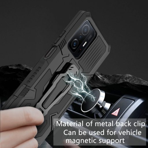 RMPACK Xiaomi 11T / 11T Pro Ütésálló Armor 2in1 Tok Hybrid Metal Series Mágneses Kitámasztható Fekete