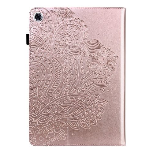 RMPACK Realme Pad 10.4 Tok Mintás Notesz Virág Motívummal Kitámasztható Kártyatartóval Rózsaarany