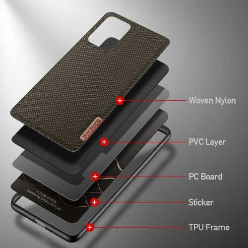 RMPACK Samsung Galaxy A33 5G Szilikon Tok 2in1 DUX DUCIS FINO Series Textil Mintázattal Barna