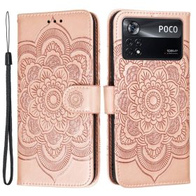   RMPACK Xiaomi Poco X4 Pro 5G Notesz Mintás Tok Mandala Motívummal Kártyartóval- Kitámasztható Rózsaarany