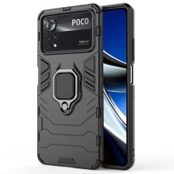   RMPACK Xiaomi Poco X4 Pro 5G Védőtok Ring Guard Gyűrűs 2in1 Tok Ütésálló - Kitámasztható TPU Hybrid Fekete