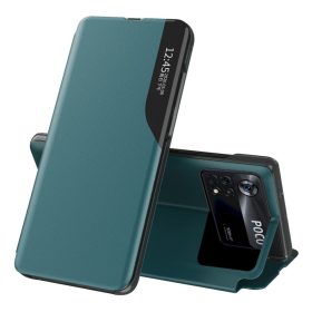   RMPACK Xiaomi Poco X4 Pro 5G Notesz Tok Ablakos View Window Series Kitámasztható Zöld