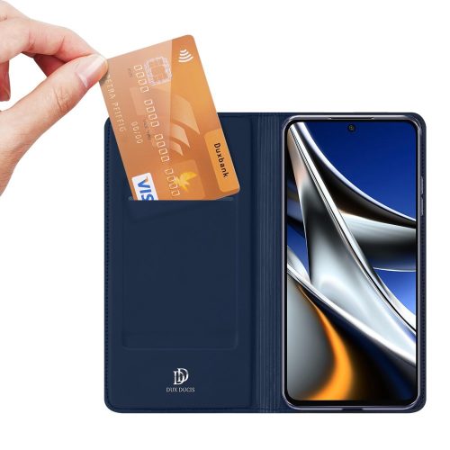 RMPACK Xiaomi Poco X4 Pro 5G Notesz Tok Dux Ducis Skin Pro Series Kitámasztható-Kártyatartóval Premium Style Kék