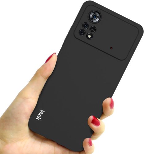 RMPACK Xiaomi Poco X4 Pro 5G Szilikon Tok IMAK UC-3 Series Solid Color TPU Lencsevédővel Fekete