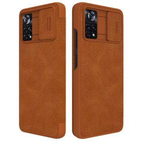   RMPACK Xiaomi Poco X4 Pro 5G Nillkin Bőrtok Notesz Kártyatartóval - Kitámasztható Premium Barna