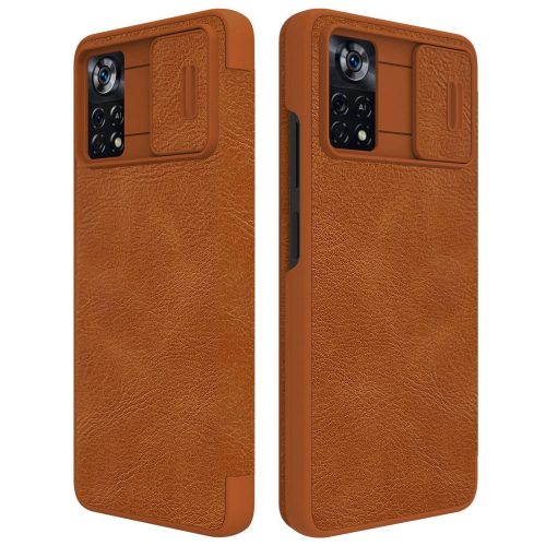 RMPACK Xiaomi Poco X4 Pro 5G Nillkin Bőrtok Notesz Kártyatartóval - Kitámasztható Premium Barna