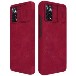   RMPACK Xiaomi Poco X4 Pro 5G Nillkin Bőrtok Notesz Kártyatartóval - Kitámasztható Premium Piros