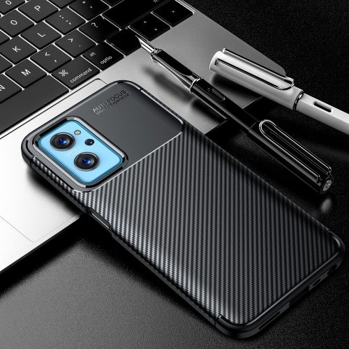 RMPACK Realme 9i Szilikon Tok New Carbon Series Mintázattal Fekete