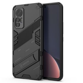   RMPACK Xiaomi 12 Lite Tok Ütésállókivitel Kitámasztható PC + TPU 2in1 Anti-Drop Series Kameralencse védelemmel Fekete