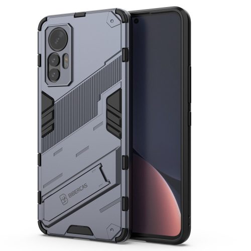 RMPACK Xiaomi 12 Lite Tok Ütésállókivitel Kitámasztható PC + TPU 2in1 Anti-Drop Series Kameralencse védelemmel Sötétkék