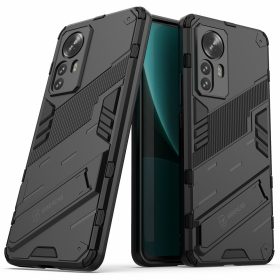   RMPACK Xiaomi 12 Pro Tok Ütésállókivitel Kitámasztható PC + TPU 2in1 Anti-Drop Series Kameralencse védelemmel Fekete