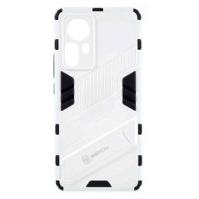   RMPACK Xiaomi 12 Pro Tok Ütésállókivitel Kitámasztható PC + TPU 2in1 Anti-Drop Series Kameralencse védelemmel Fehér