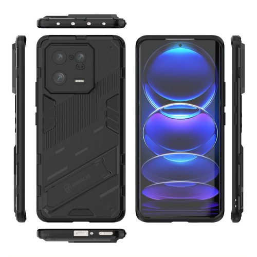 RMPACK Xiaomi 13 Pro Tok Ütésállókivitel Kitámasztható PC + TPU 2in1 Anti-Drop Series Kameralencse védelemmel Fekete