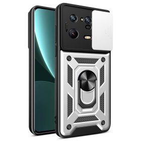   RMPACK Xiaomi 13 Pro Ütésálló Tok Best Armor Ring Style + Camera Protector Lencsevédelemmel Ezüst