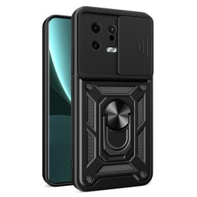   RMPACK Xiaomi 13 Ütésálló Tok Best Armor Ring Style + Camera Protector Lencsevédelemmel Fekete
