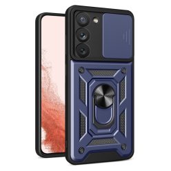   RMPACK Samsung Galaxy S23+ Ütésálló Tok Best Armor Ring Style + Camera Protector Lencsevédelemmel Sötétkék
