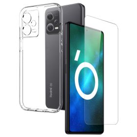   RMPACK Xiaomi Redmi Note 12 Pro 5G Szilikon Tok SAFE PACK + Kijelzővédő Üvegfólia 2in1 Soft TPU Tempered Armor Áttetsző