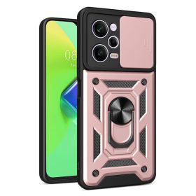   RMPACK Xiaomi Redmi Note 12 Pro 5G Ütésálló Tok Best Armor Ring Style + Camera Protector Lencsevédelemmel Rózsaarany
