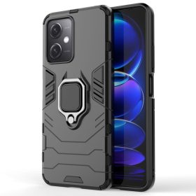   RMPACK Xiaomi Redmi Note 12 5G Védőtok Ring Guard Gyűrűs 2in1 Tok Ütésálló - Kitámasztható TPU Hybrid Fekete
