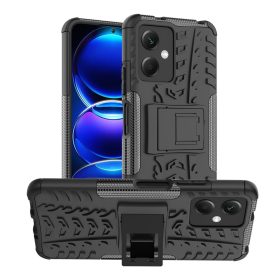   RMPACK Xiaomi Redmi Note 12 5G Ütésálló Tok Kitámasztható 2in1 Tyre Hybrid Fekete