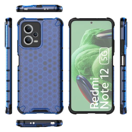 RMPACK Xiaomi Redmi Note 12 5G Szilikon Tok 2in1 HoneyComb Series Ütésállókivitel Shockproof Kék
