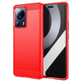   RMPACK Xiaomi 13 Lite Szilikon Tok Ütésállókivitel Karbon Mintázattal Piros