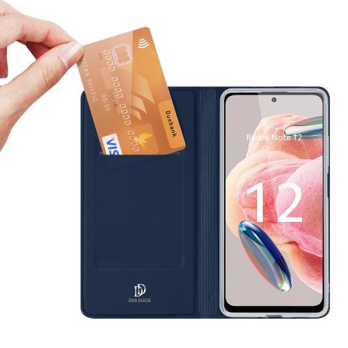RMPACK Xiaomi Redmi Note 12 4G Notesz Tok Mágneses DUX DUCIS Skin Pro Series Kitámasztható Kártyatartóval Kék